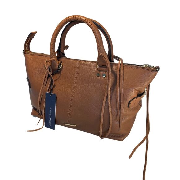 B4 REBECCA MINKOFF NWT Moto Tote Satchel Genuine Leather Almond - Picture 3 of 8